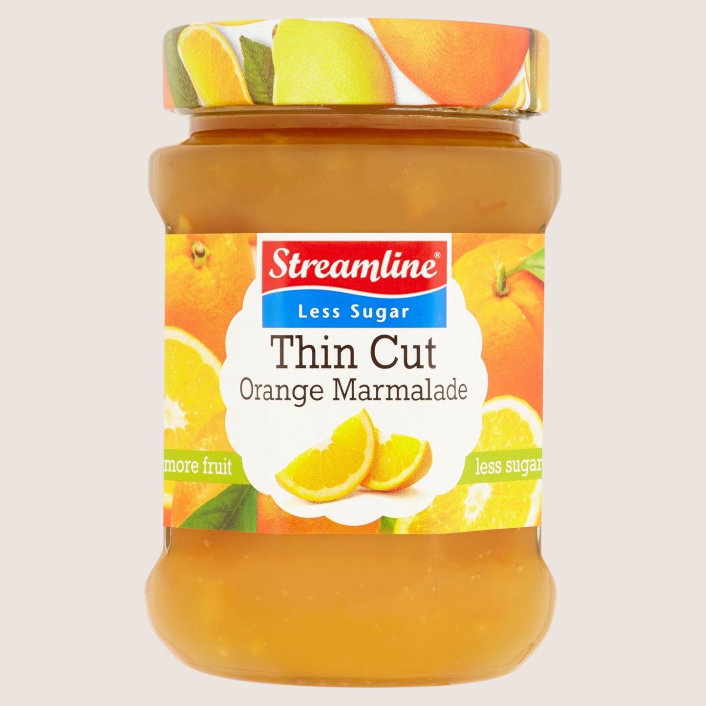 Streamline Less Sugar Thin Cut Orange Marmalade No Artificial Additives 340g