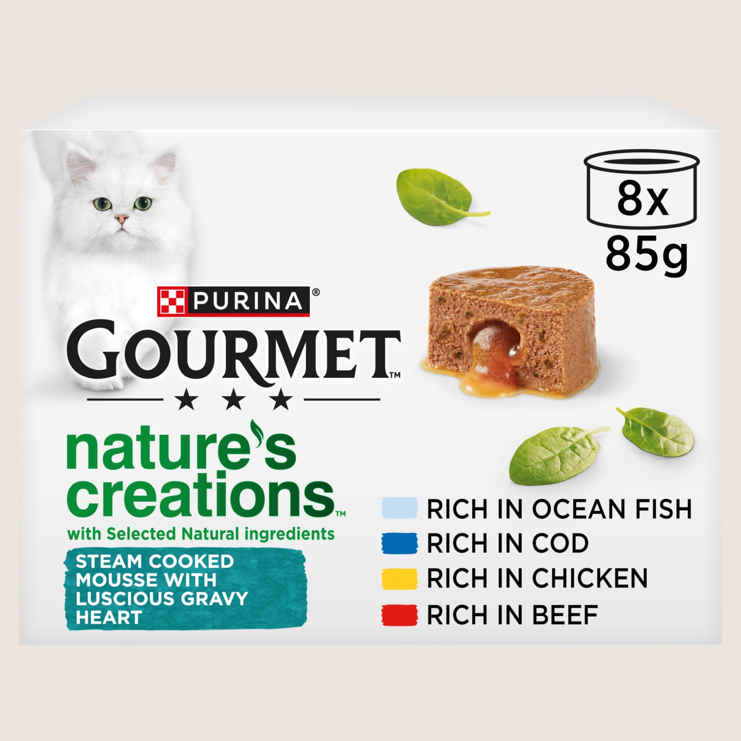 Gourmet Nature's Creations Gravy Heart Wet Cat Food With Taurine 8x85g