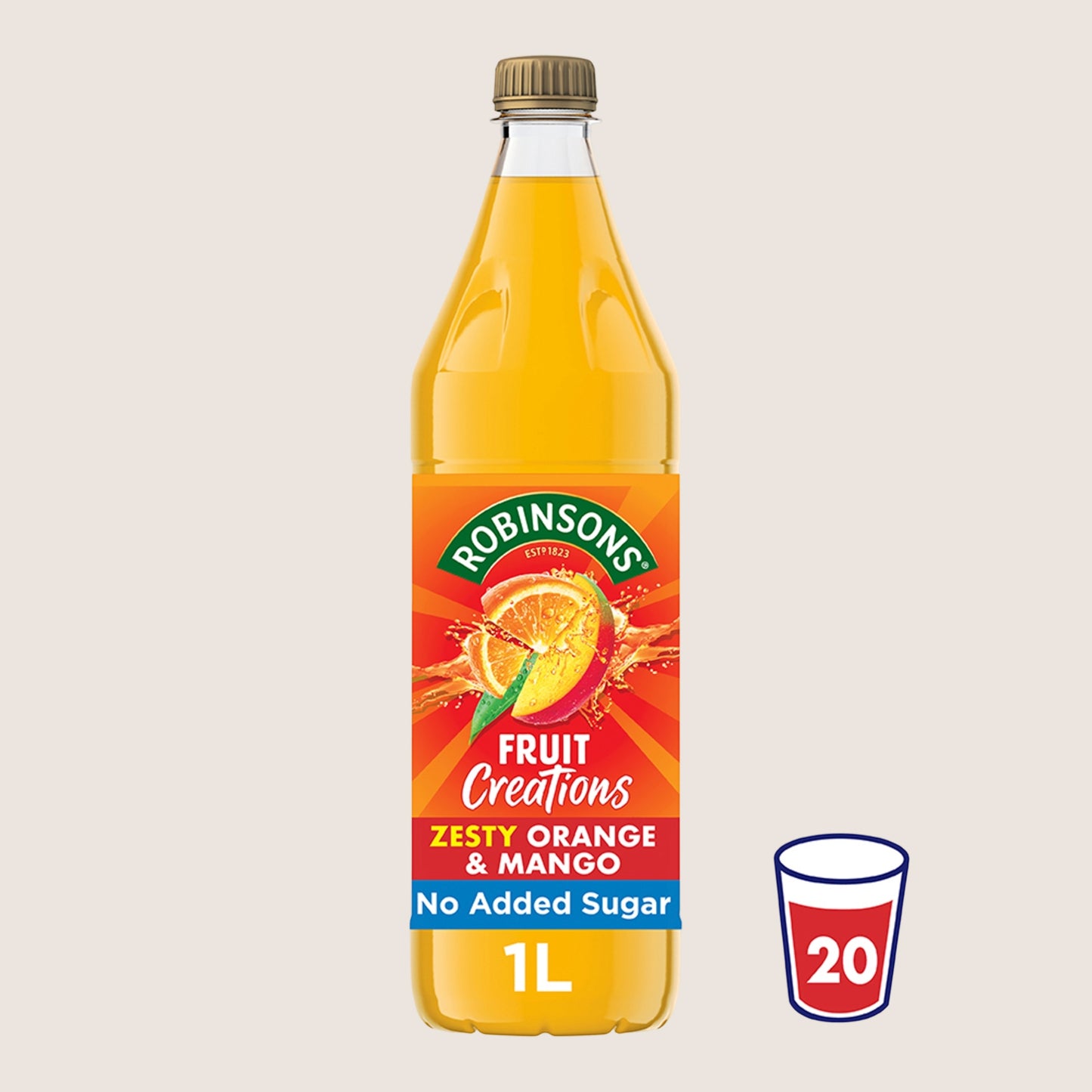 Robinsons Fruit Creations Orange & Mango Squash No Added Sugar 1L
