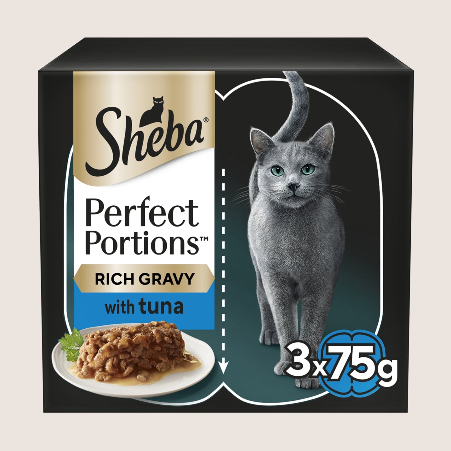 Sheba PERFECT PORTIONS™ Adult Wet Cat Food Tuna Chunks 3 x Tray No Artificial Additives 2x37.5g