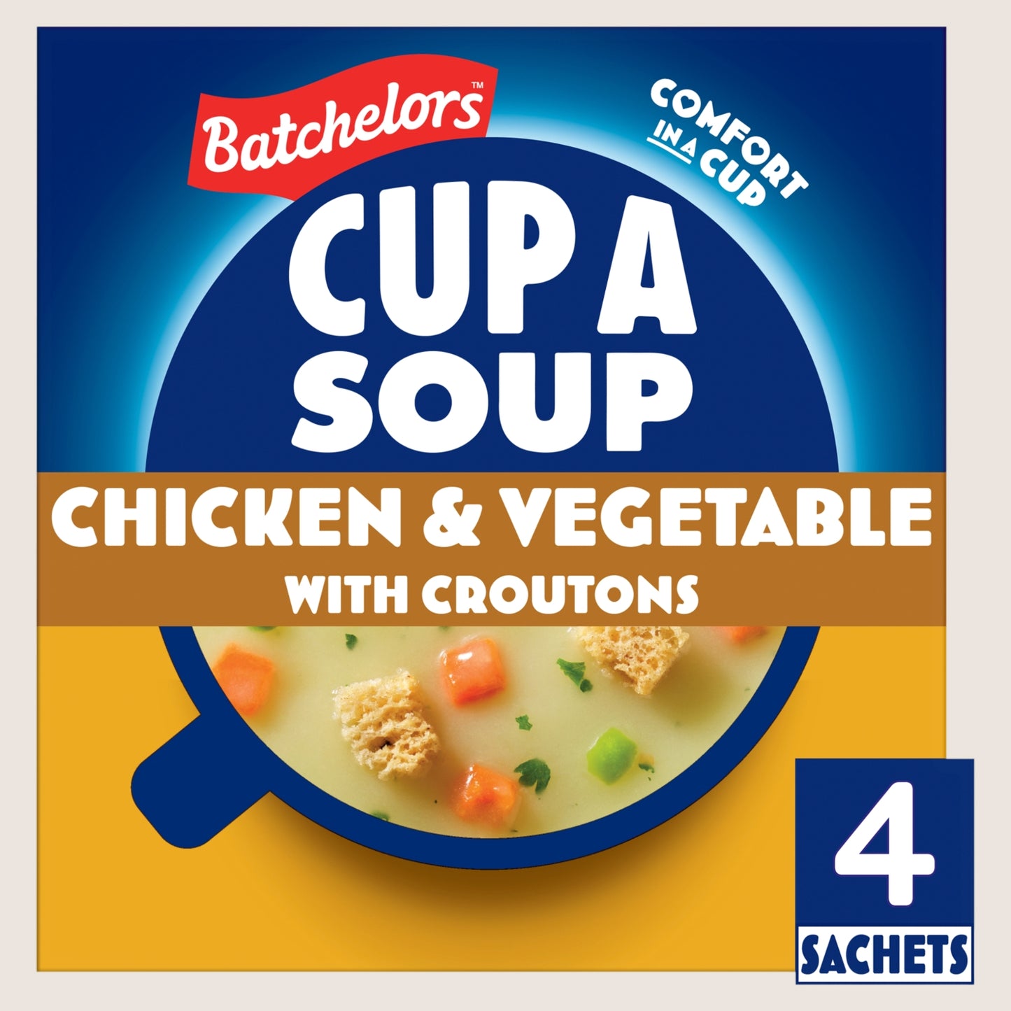 Batchelors Cup a Soup Chicken & Vegetable with Croutons 4 Instant Soup Sachets No Artificial Additives 110g