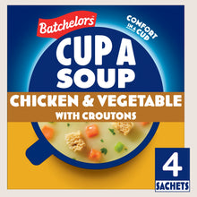 Batchelors Cup a Soup Chicken & Vegetable with Croutons 4 Instant Soup Sachets No Artificial Additives 110g