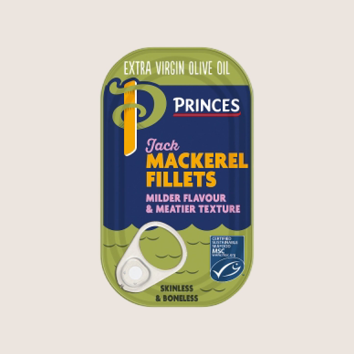 Princes Extra Virgin Olive Oil Jack Mackerel Fillets In Olive Oil 125g