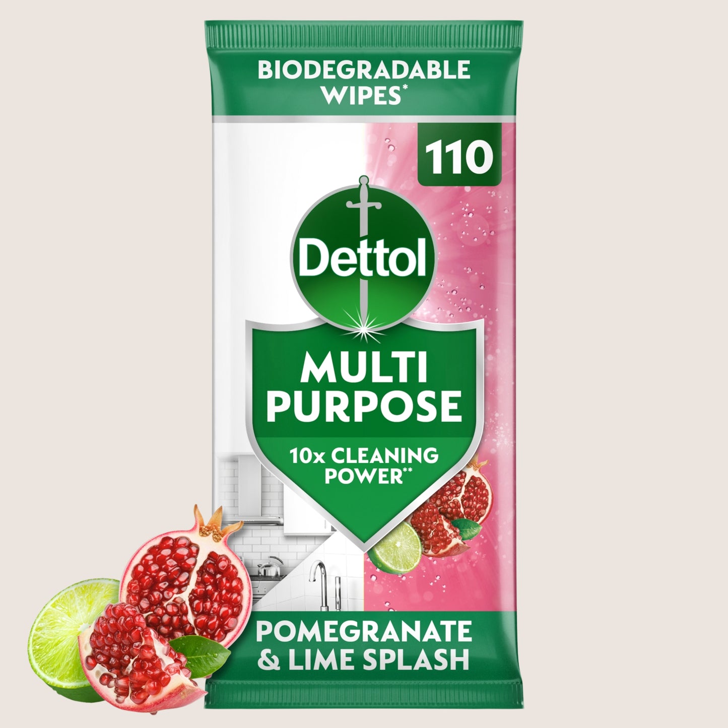 Dettol Pomegranate & Lime Splash Multi Purpose Wipes 110