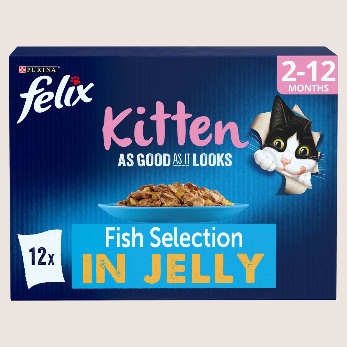 Felix As Good As it Looks Kitten Fish in Jelly Wet Cat Food Complete Nutrition 12x100g