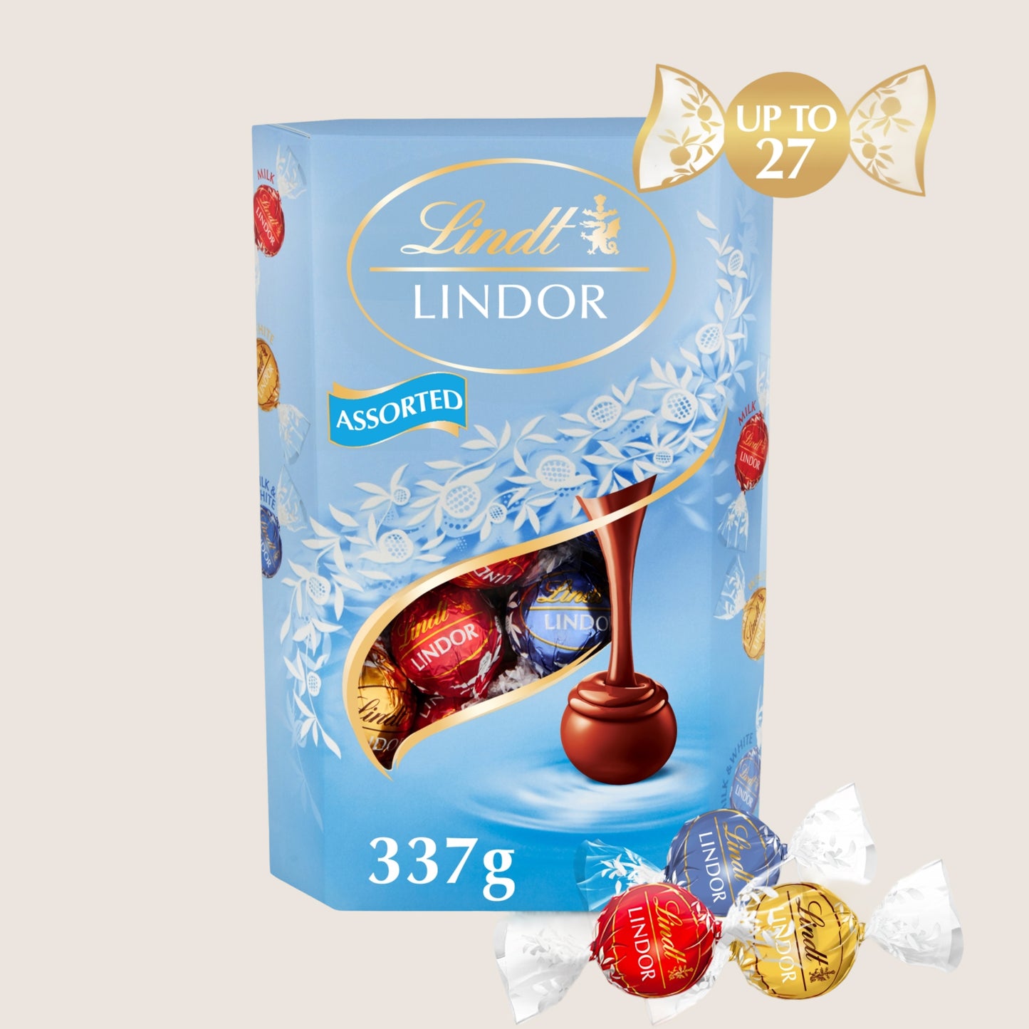 Lindt Lindor Milk & White Assorted Chocolate Truffles Box 337g