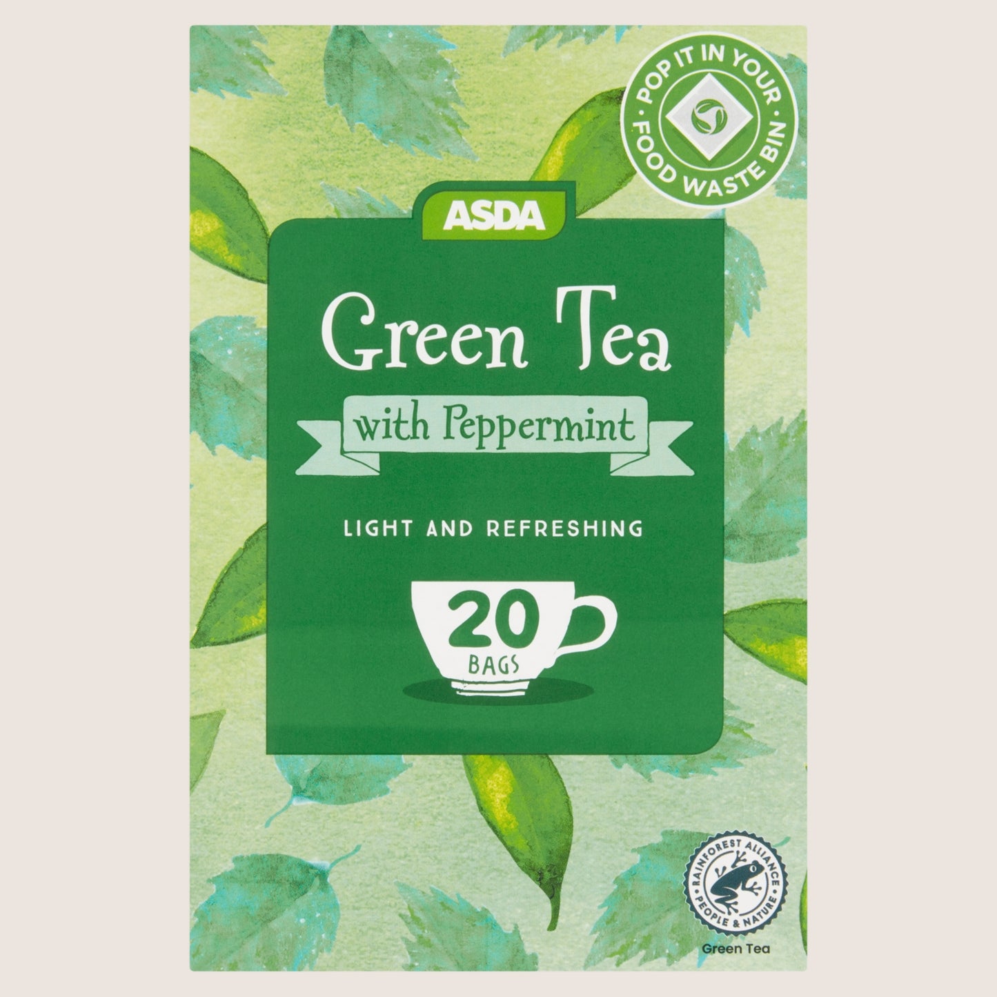 ASDA Green Tea & Mint 20 Tea Bags No Artificial Additives