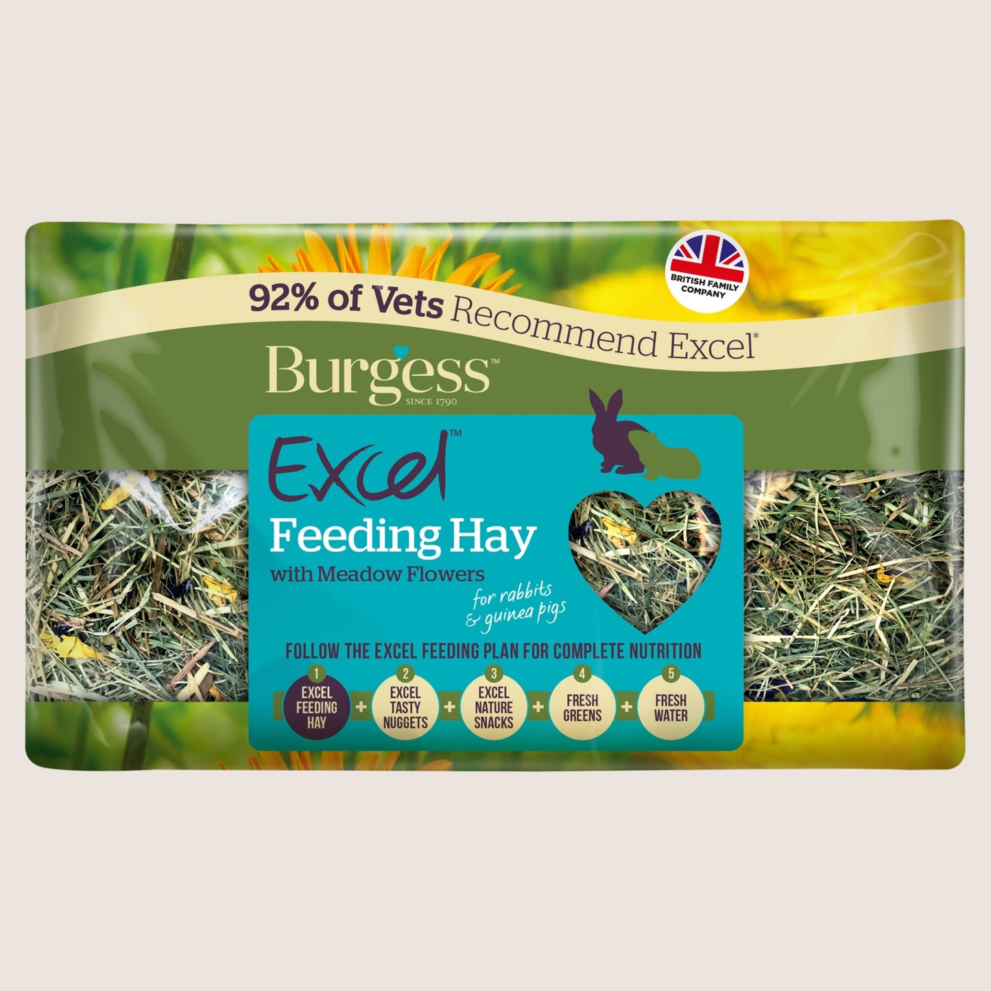 Burgess Excel Feeding Hay with Meadow Flowers Nutritionally Complete 500g