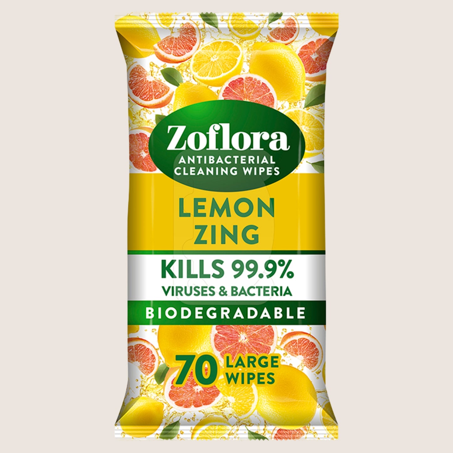 Zoflora 70 Large Lemon Zing Antibacterial Multi-Surface Cleaning Wipes