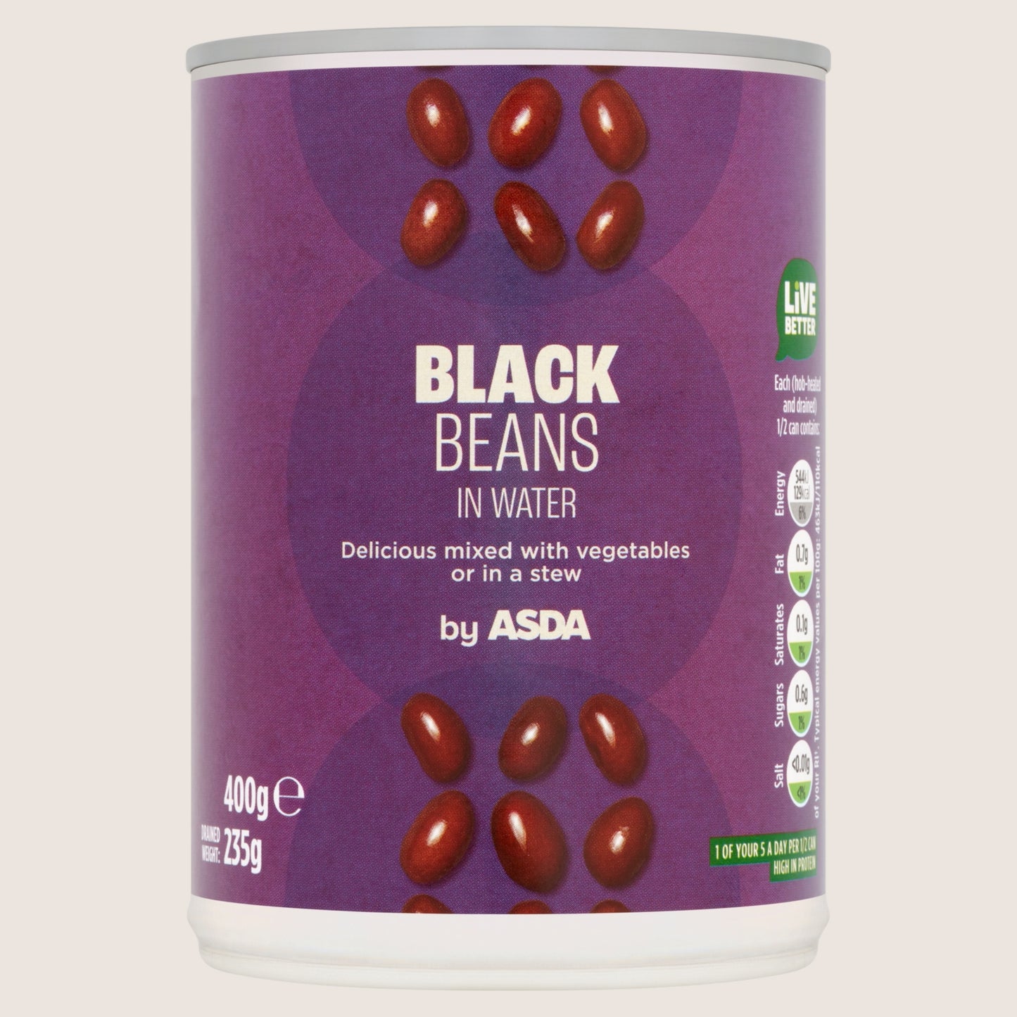 ASDA Black Beans in Water In Spring Water 400g