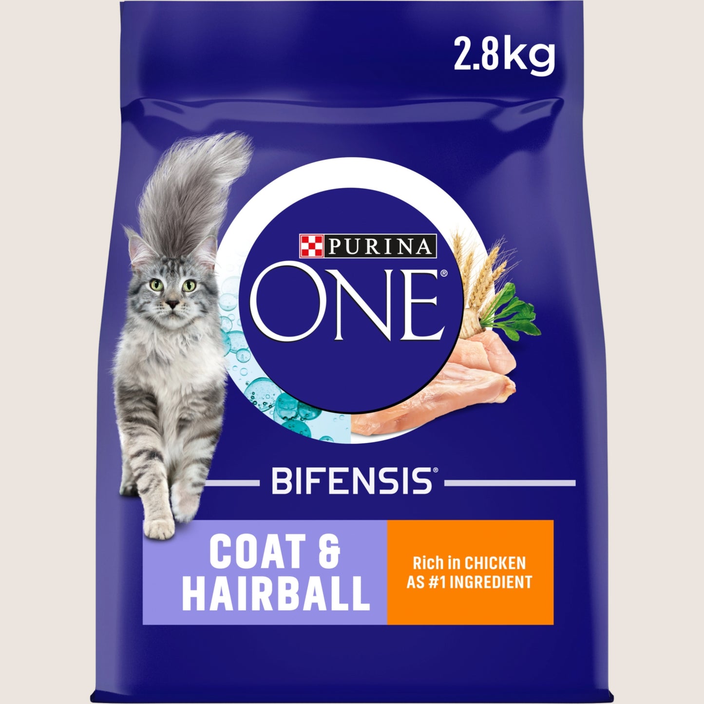 Purina ONE Coat and Hairball Chicken Dry Cat Food 2.8kg
