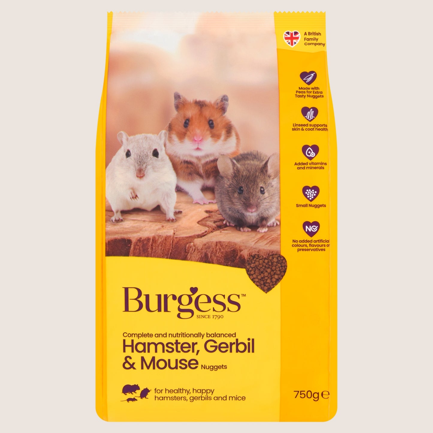 Burgess Hamster, Gerbil & Mouse Nuggets Complete Nutrition 750g