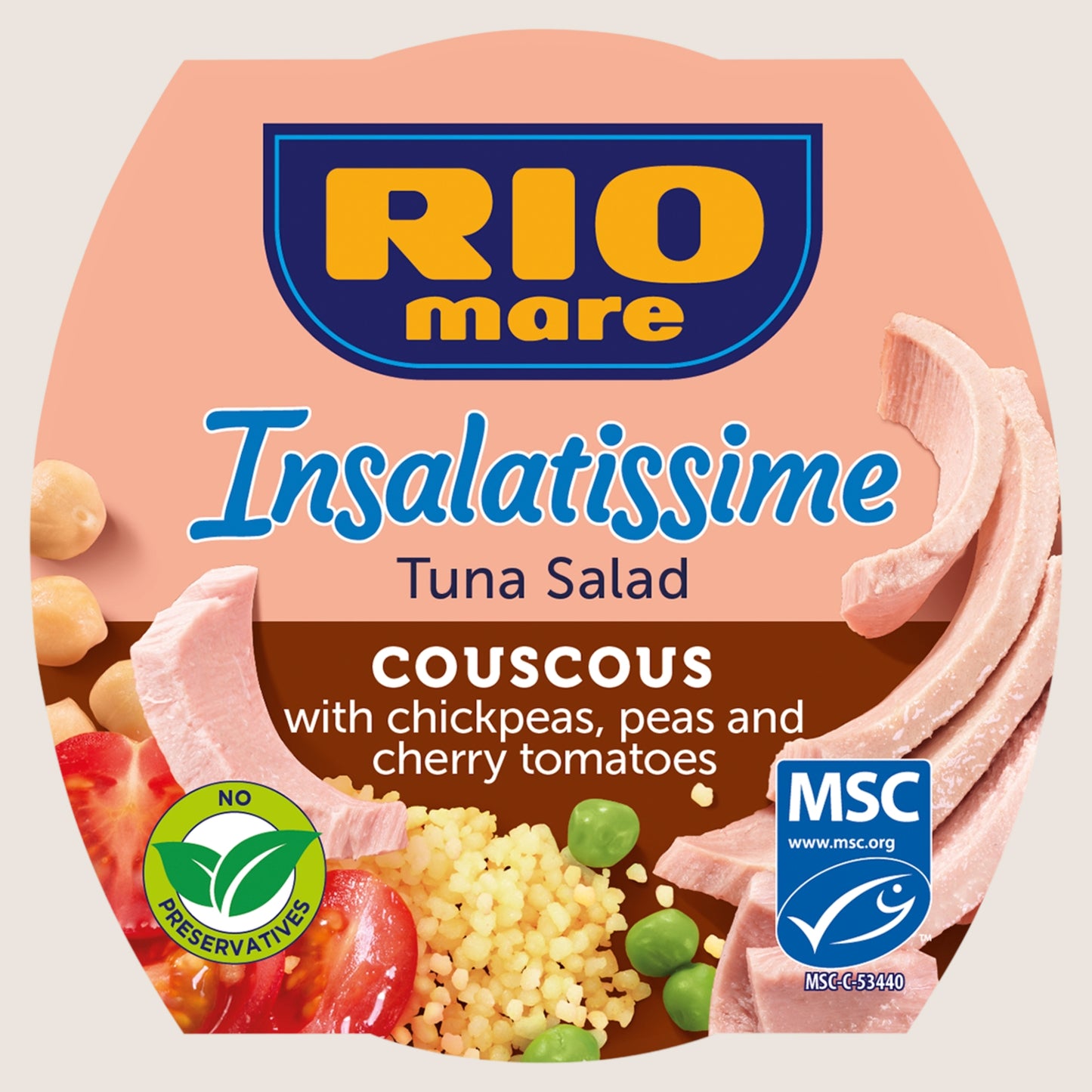 Rio Mare Insalatissime Tuna Salad Couscous with Chickpeas, Peas and Cherry Tomatoes Sun Ripened Tomatoes 160g