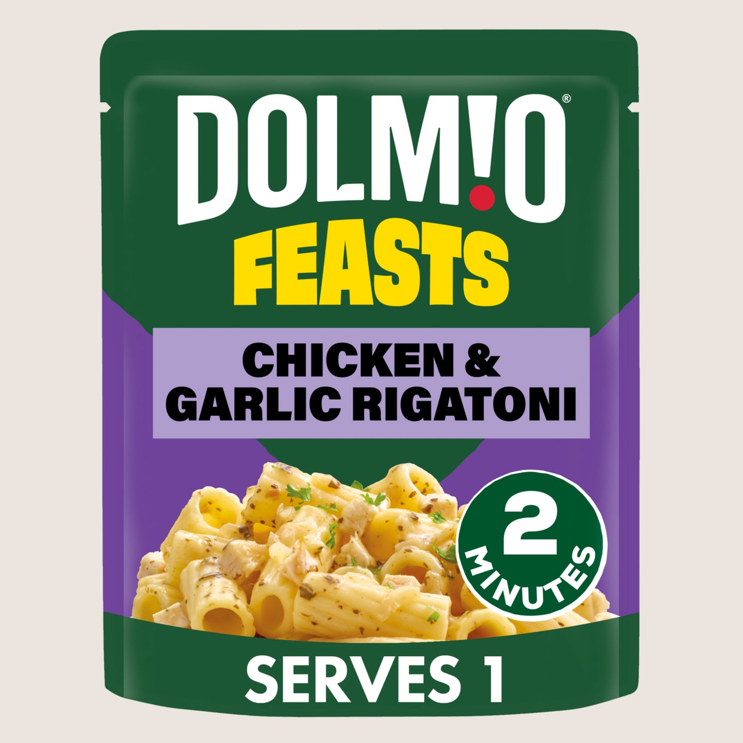 Dolmio Feasts Chicken & Garlic Rigatoni Microwave Instant Pasta Meal No Artificial Additives 250g