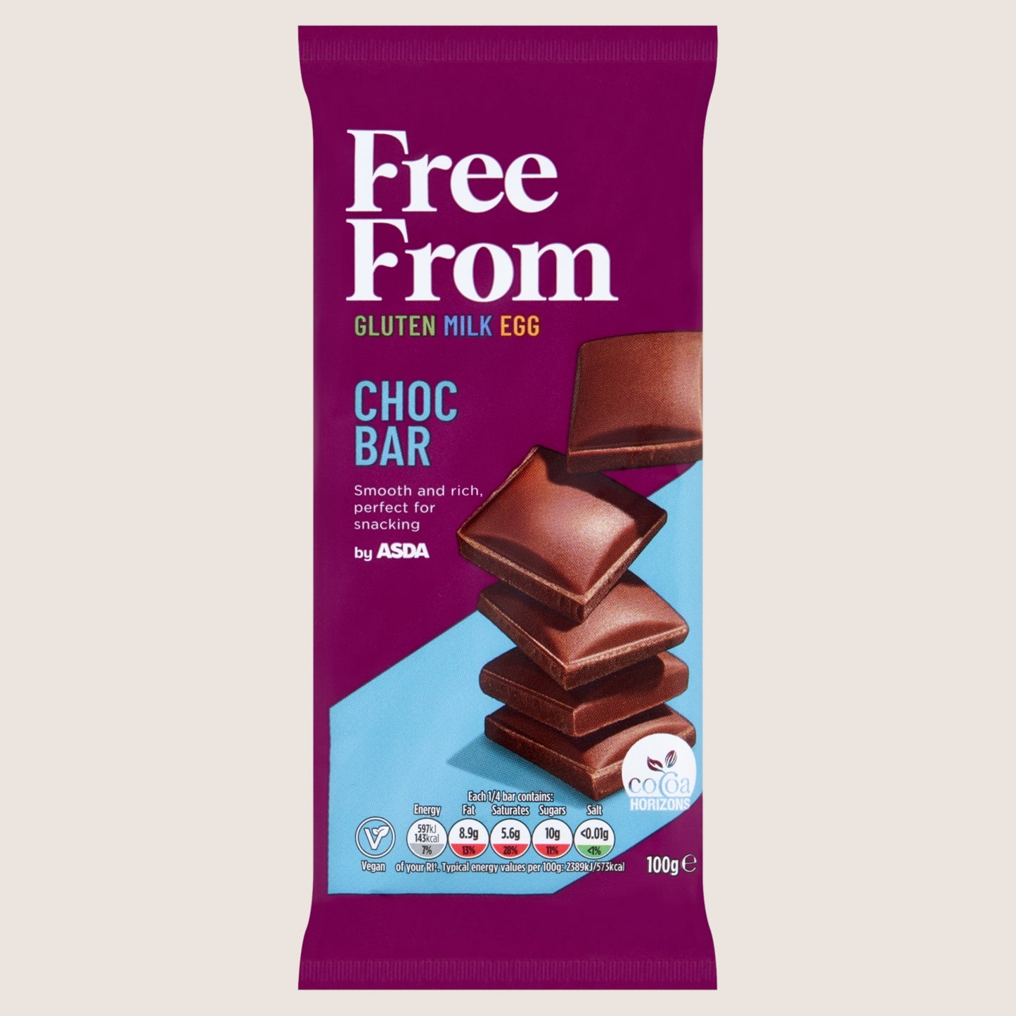 ASDA Free From by Choc Bar 100g