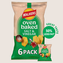 Walkers Baked Salt & Vinegar Snacks Crisps Baked Not Fried 6x22g