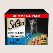 Sheba Fine Flakes Adult Wet Cat Food Fish Selection in Jelly Pouch With Taurine 40 x 85g
