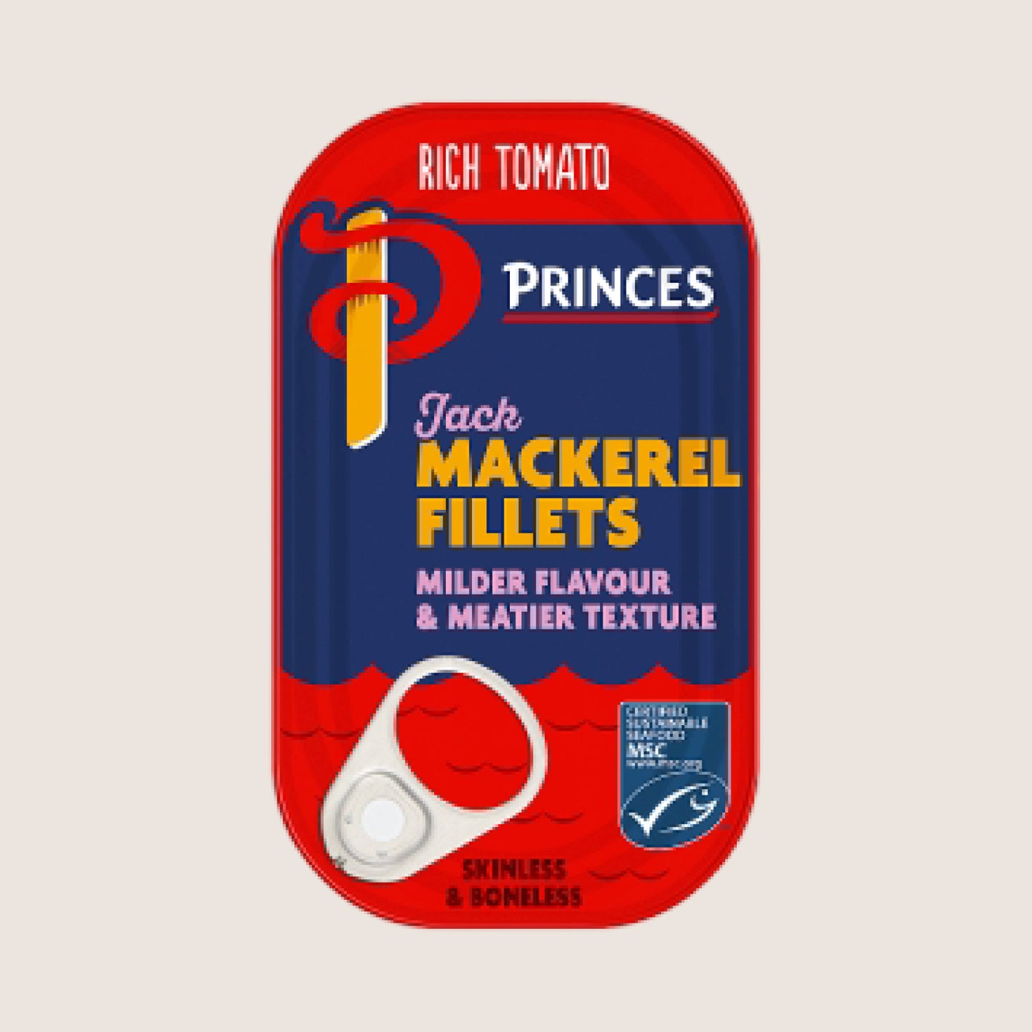 Princes Rich Tomato Jack Mackerel Fillets Sun Ripened Tomatoes 125g