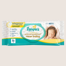 Pampers Premium Protection New Baby Wipes Plastic Free, 60 Baby Wet Wipes Dermatologist Tested