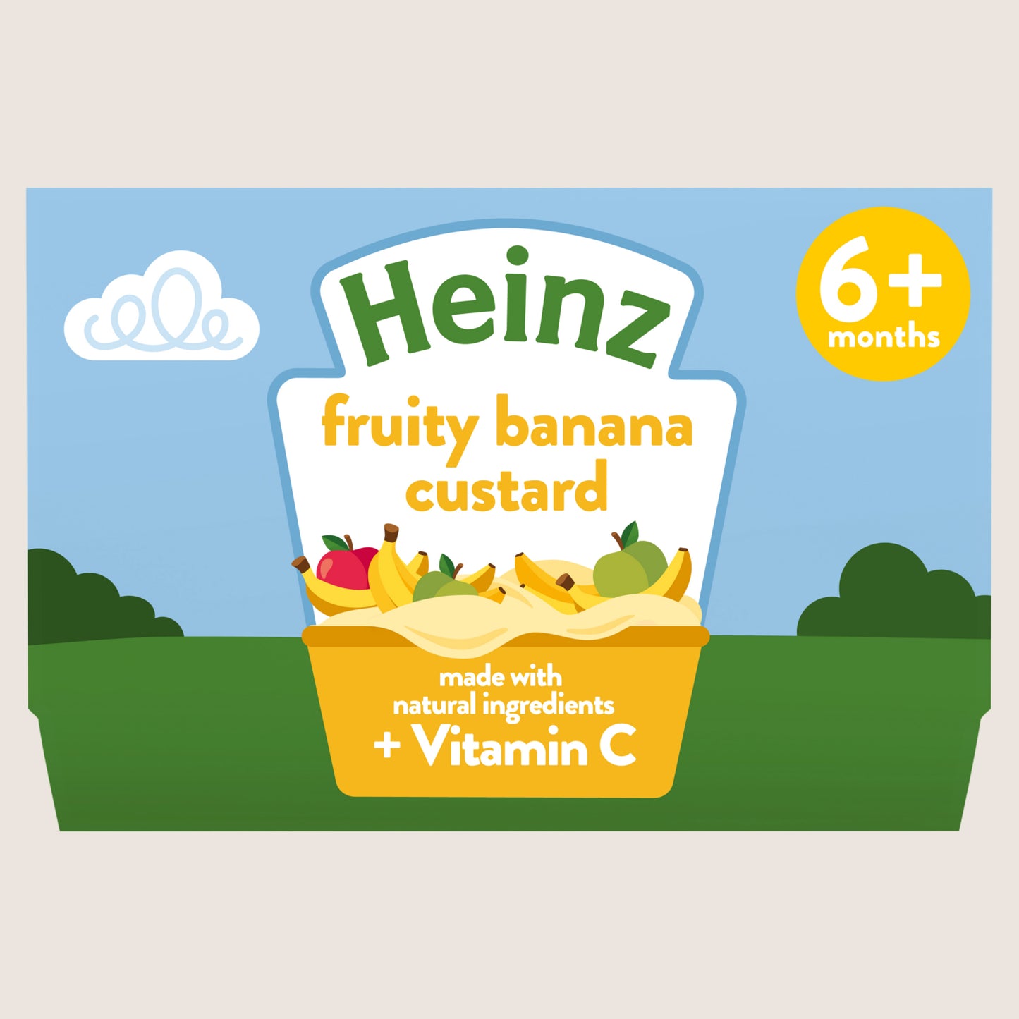 Heinz Fruity Banana Custard Dessert Pots 6+ Months No Artificial Additives 4 x 100g