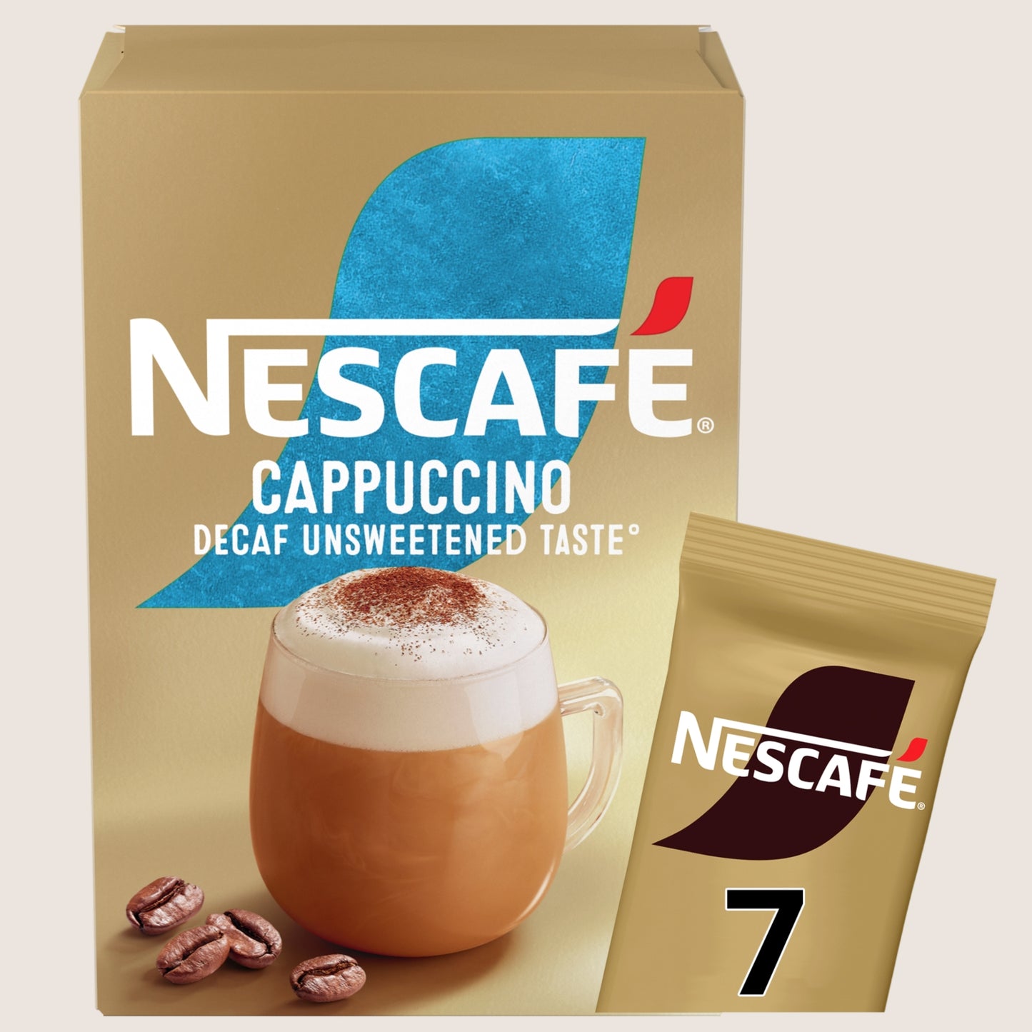 Nescafé Cappuccino Decaf Unsweeted Taste Instant Coffee Sachets Decaffeinated 7 x 15g