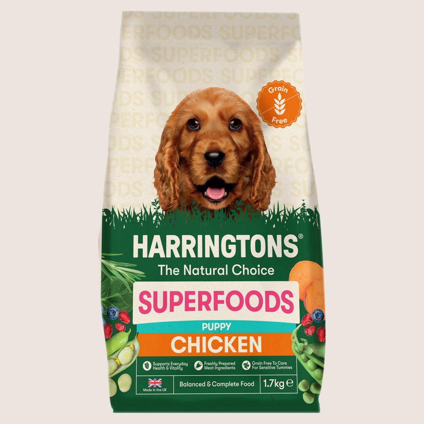 Harringtons Superfoods Dry Puppy Dog Food Chicken & Veg Grain Free 1.7kg