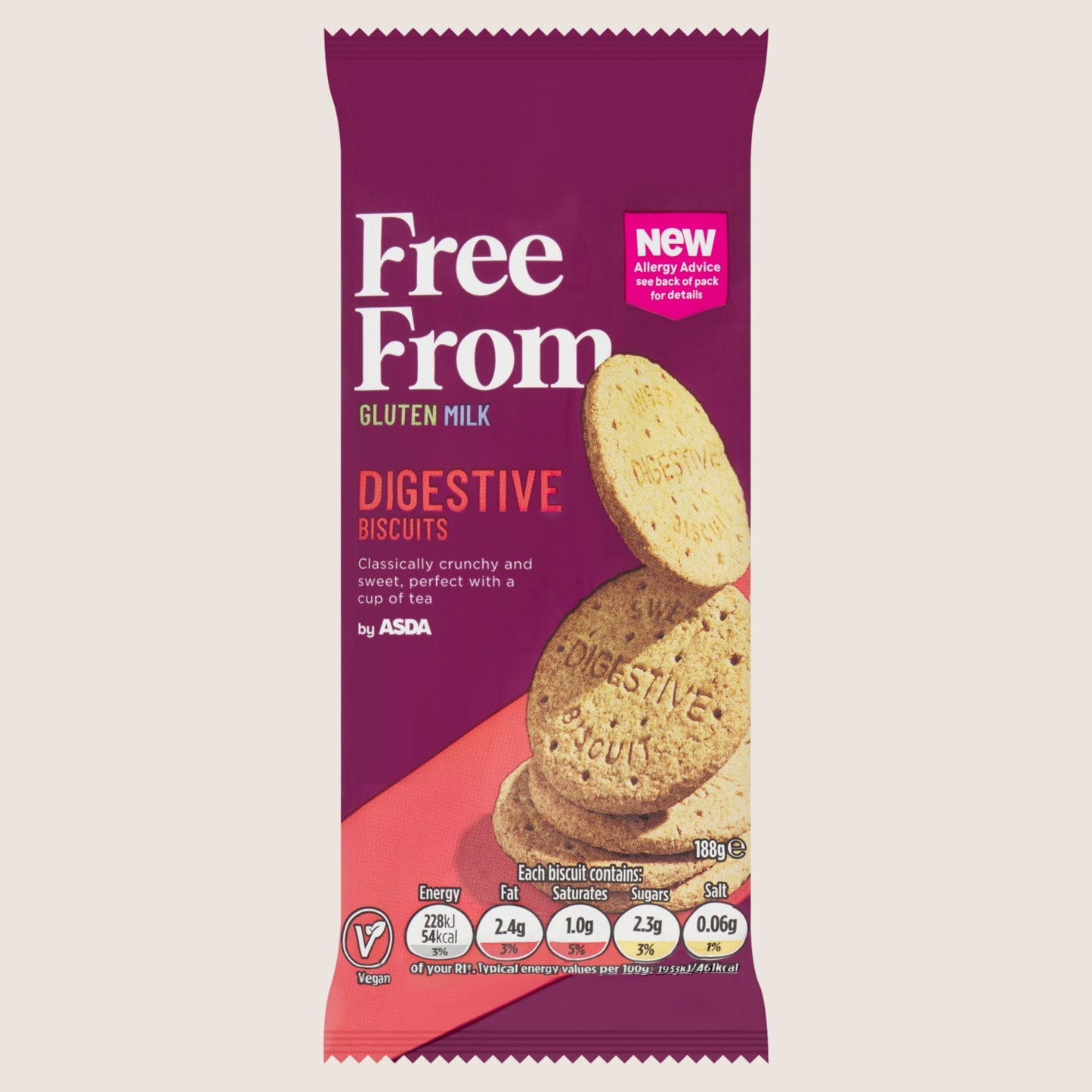 Free From by Asda Digestive Biscuits Gluten Free 188g