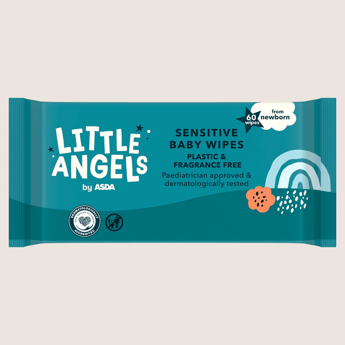 LITTLE ANGELS by ASDA 60 Sensitive Baby Wipes from Newborn Sensitive Skin