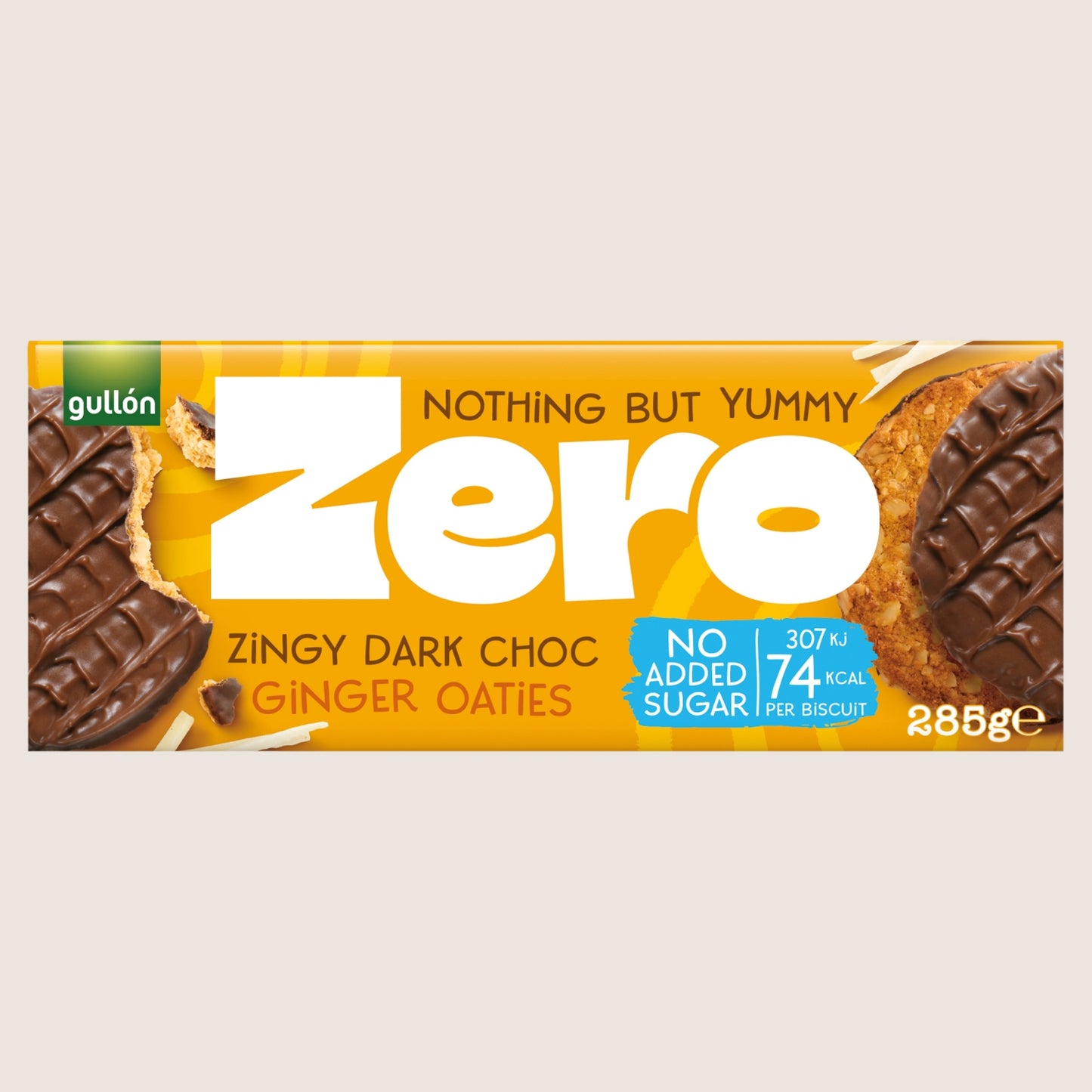 Gullón Zero Zingy Dark Choc Ginger Oaties Free From Artificial Additives 285g