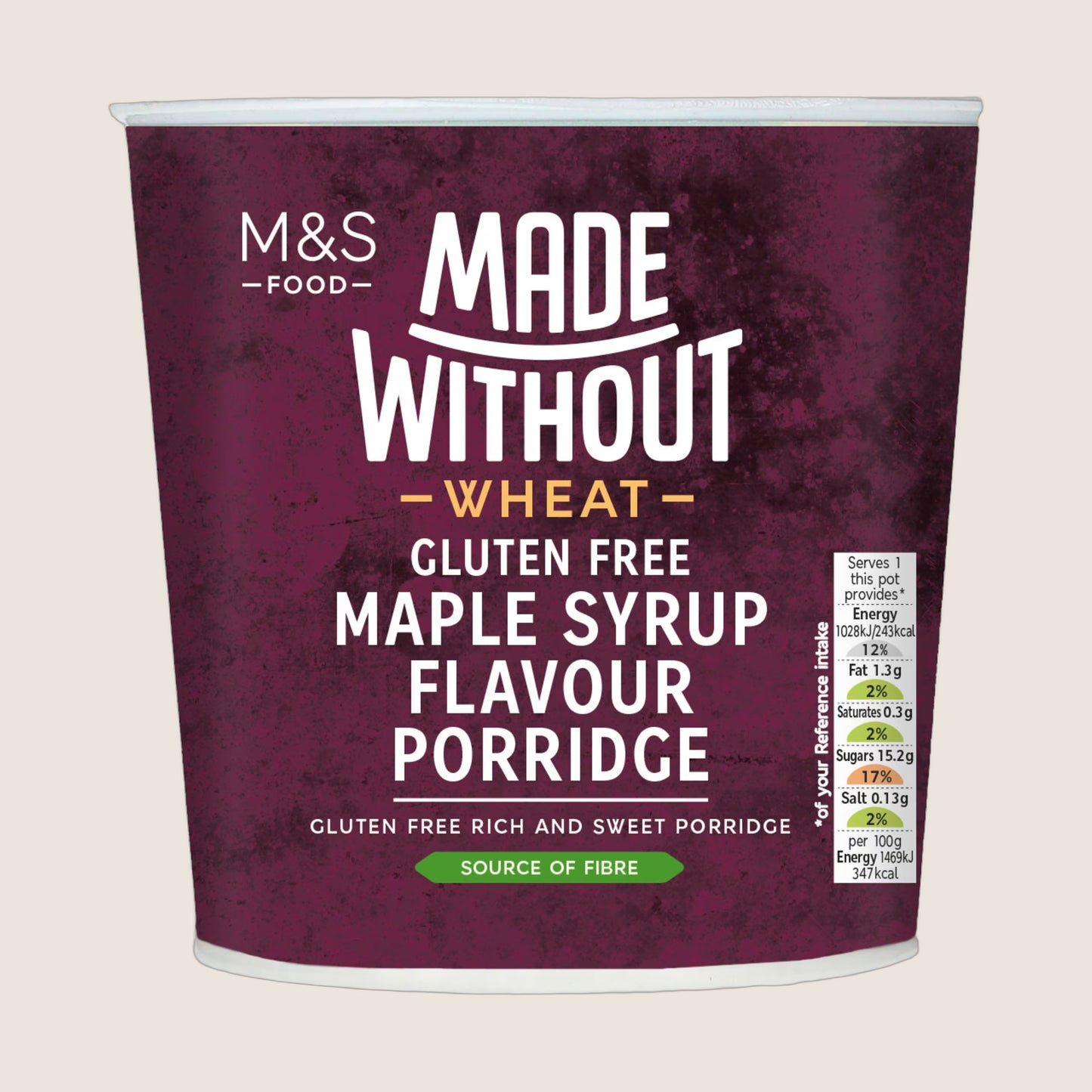 M&S Made Without Wheat Maple Syrup Flavour Porridge 70 g