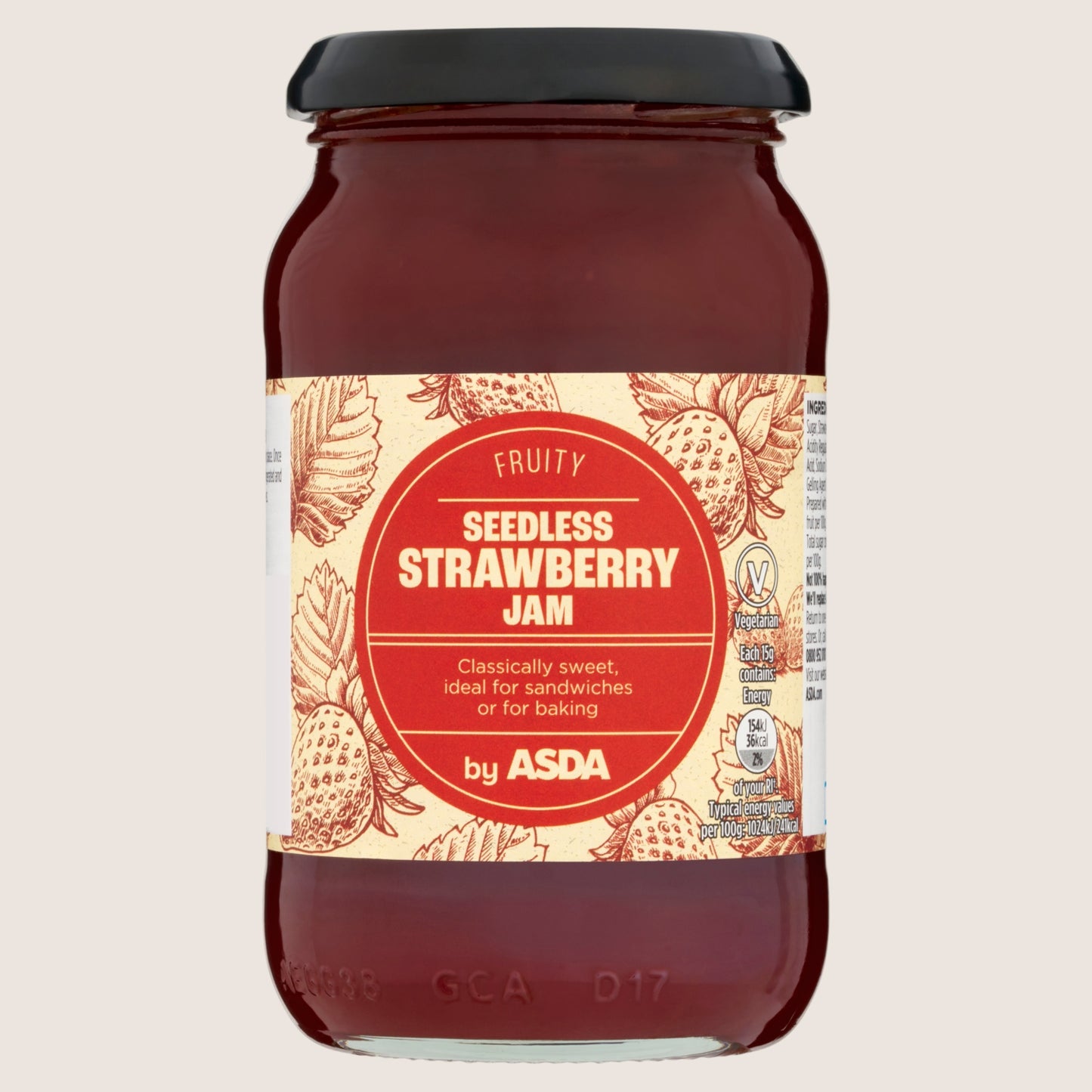 ASDA Fruity Seedless Strawberry Jam Real Fruit 454g