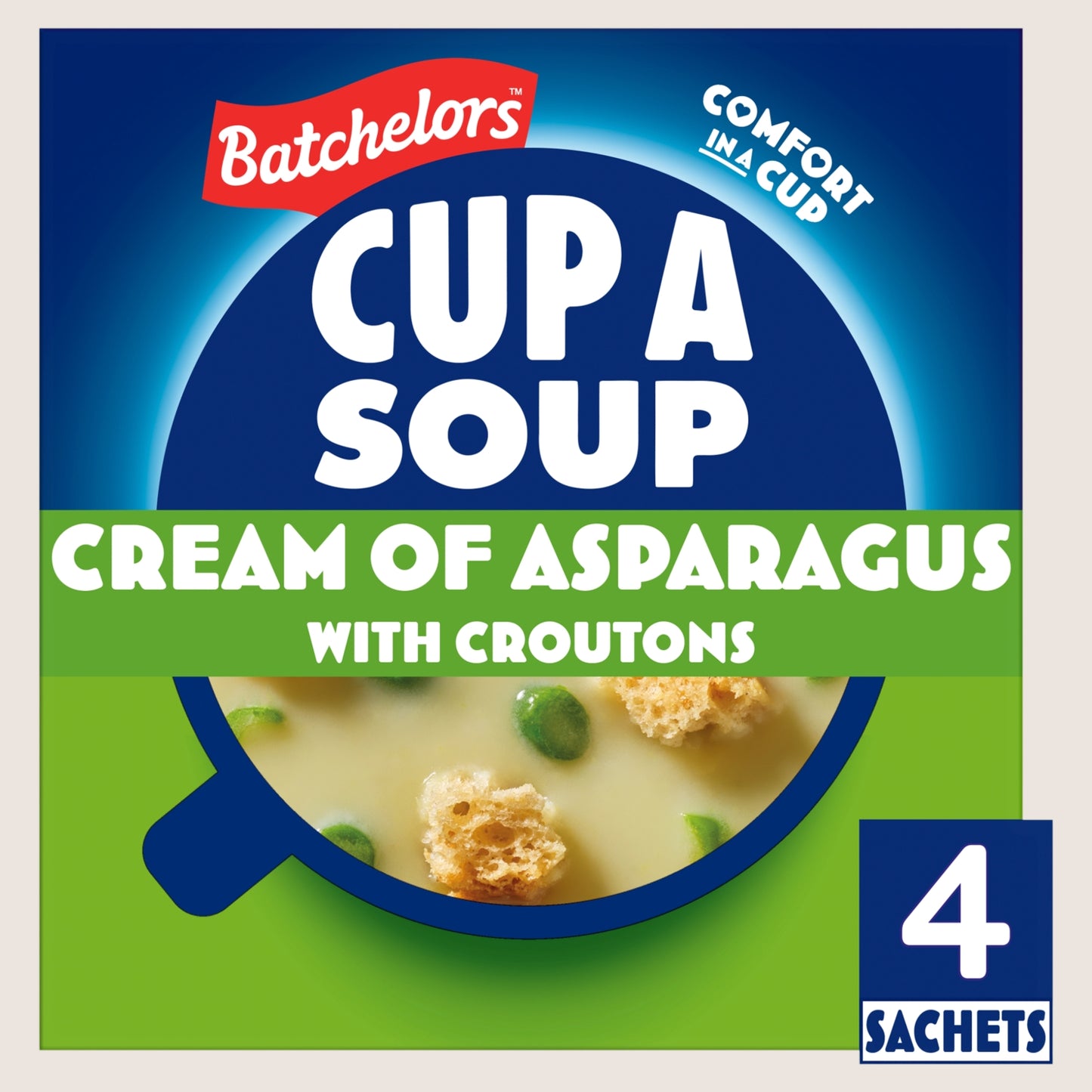 Batchelors Cup A Soup Cream of Asparagus 4 Instant Soup Sachets No Artificial Additives 117g