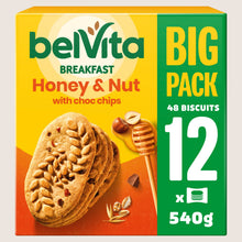 Belvita Honey & Nut with Chocolate Chip Cereal Biscuit Snack Bars Multipack  Wholegrain 540g