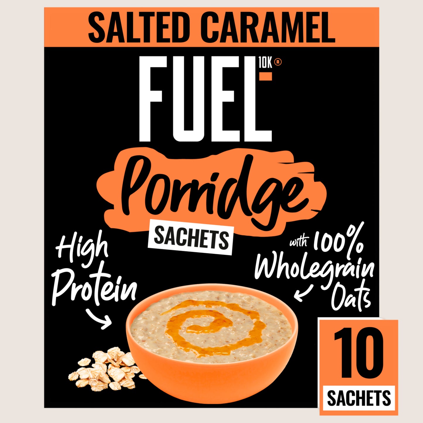 FUEL10K Salted Caramel Protein Porridge Oat Cereal Sachets Protein 10x36g