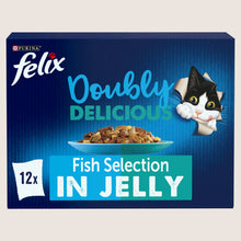 Felix Doubly Delicious Fish Selection in Jelly Wet Cat Food With Omega Oils 12x85g