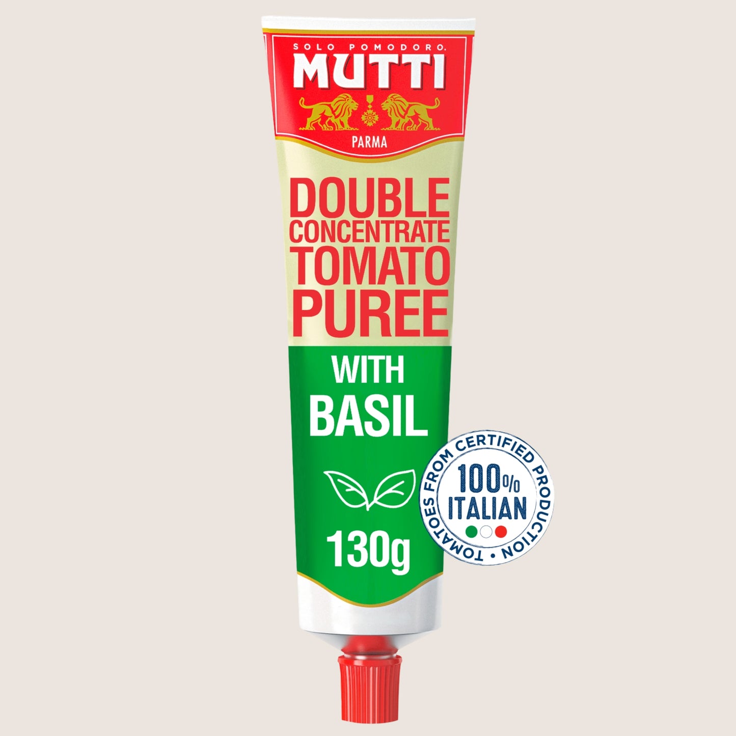 Mutti Double Concentrate Tomato Puree with Basil Sun Ripened Tomatoes 130g