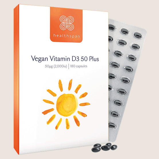Healthspan Vitamin D3 50 Plus − Vegan Friendly Vegan Friendly 180 capsules