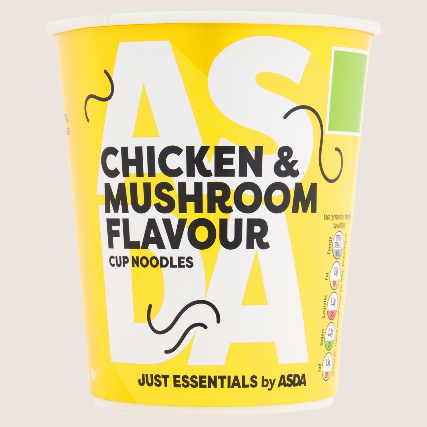 JUST ESSENTIALS by ASDA Just Essentials Chicken & Mushroom Flavour Cup Noodles Vegetarian Friendly 70g