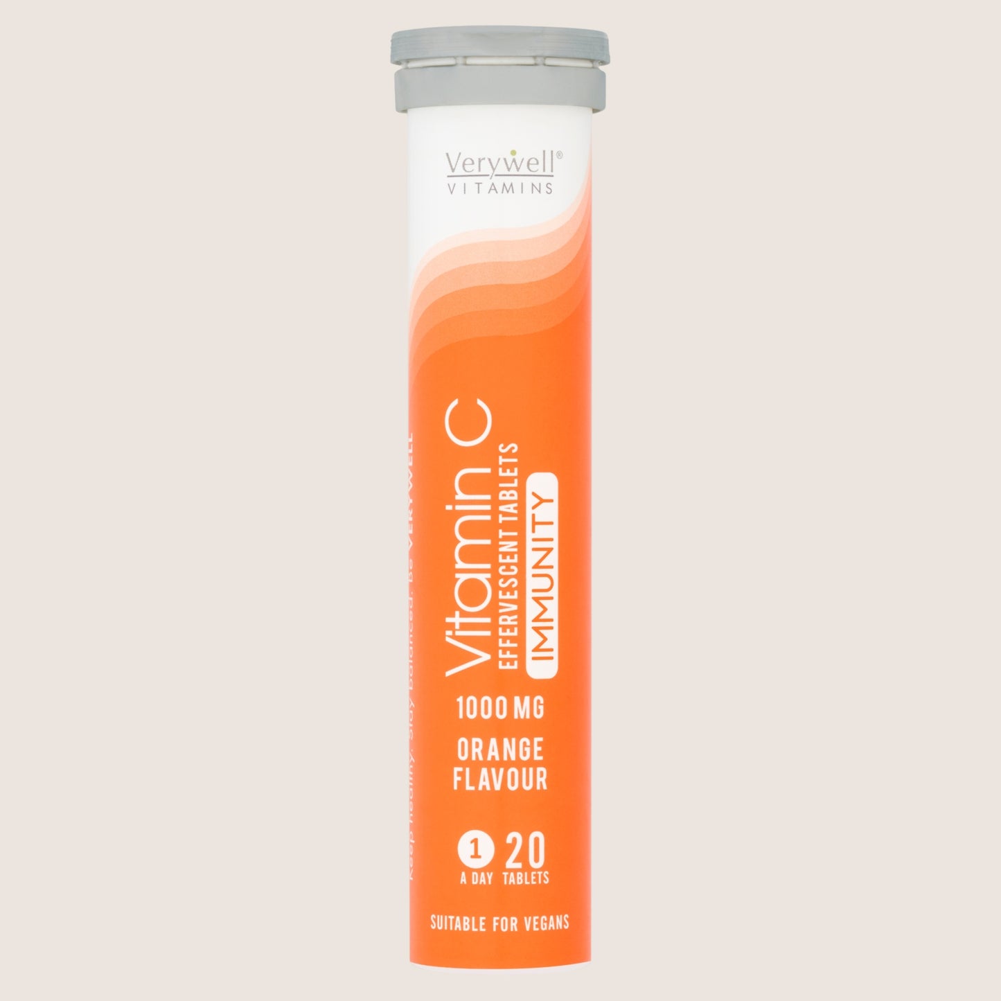 Verywell Vitamins Orange Flavour Vitamin C Effervescent Tablets 1 A Day 20 Tablets