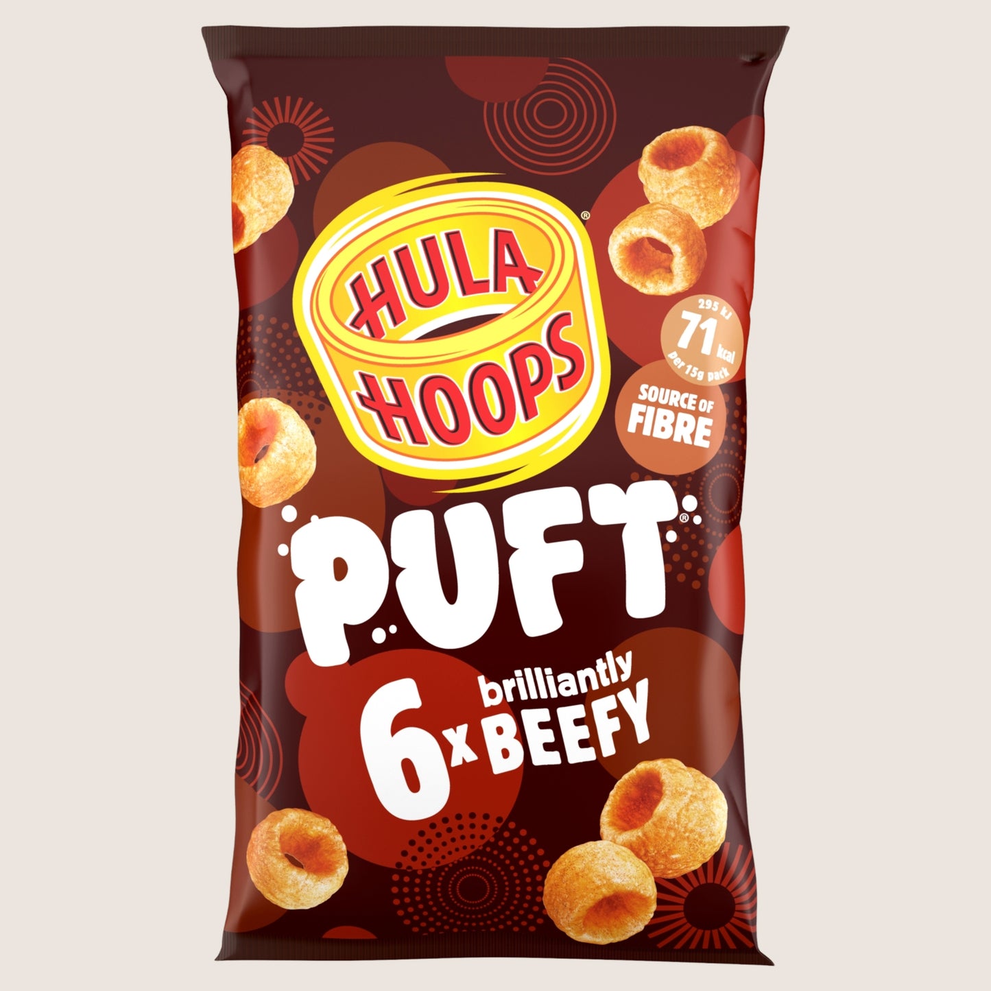Hula Hoops Puft Beef Crisps No Artificial Additives 6 Pack