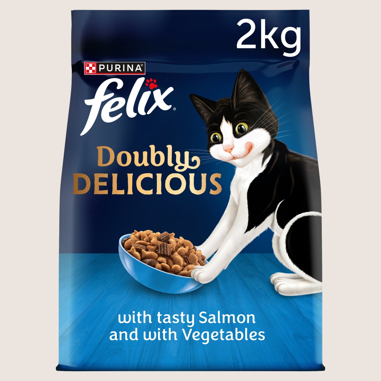 Felix Doubly Delicious Salmon & Veg Dry Cat Food Complete Nutrition 2kg