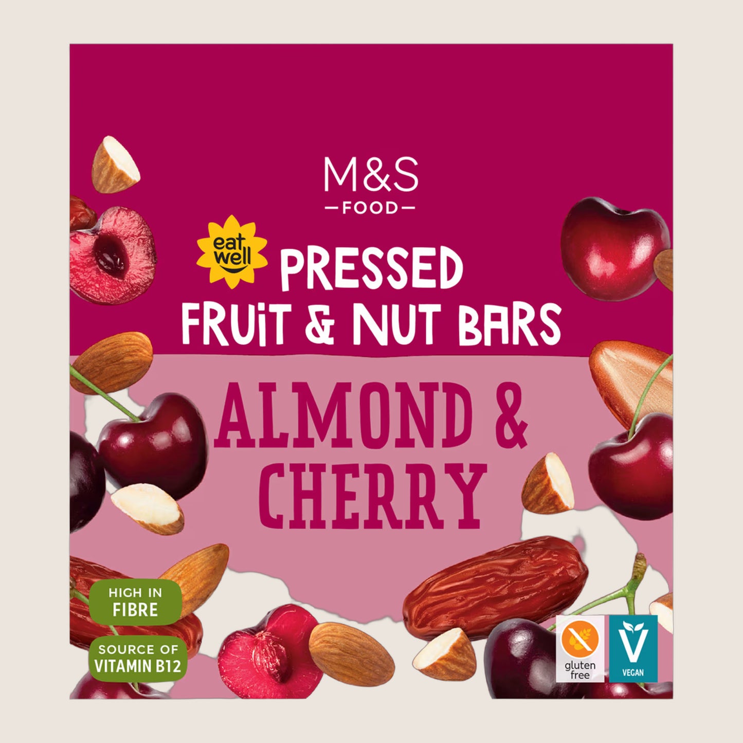 M&S Almond And Cherry Pressed Fruit And Nut Bars 140 g