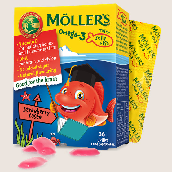 Healthspan Moller's Möller's Omega 3 Jelly Fish Strawberry Gummies