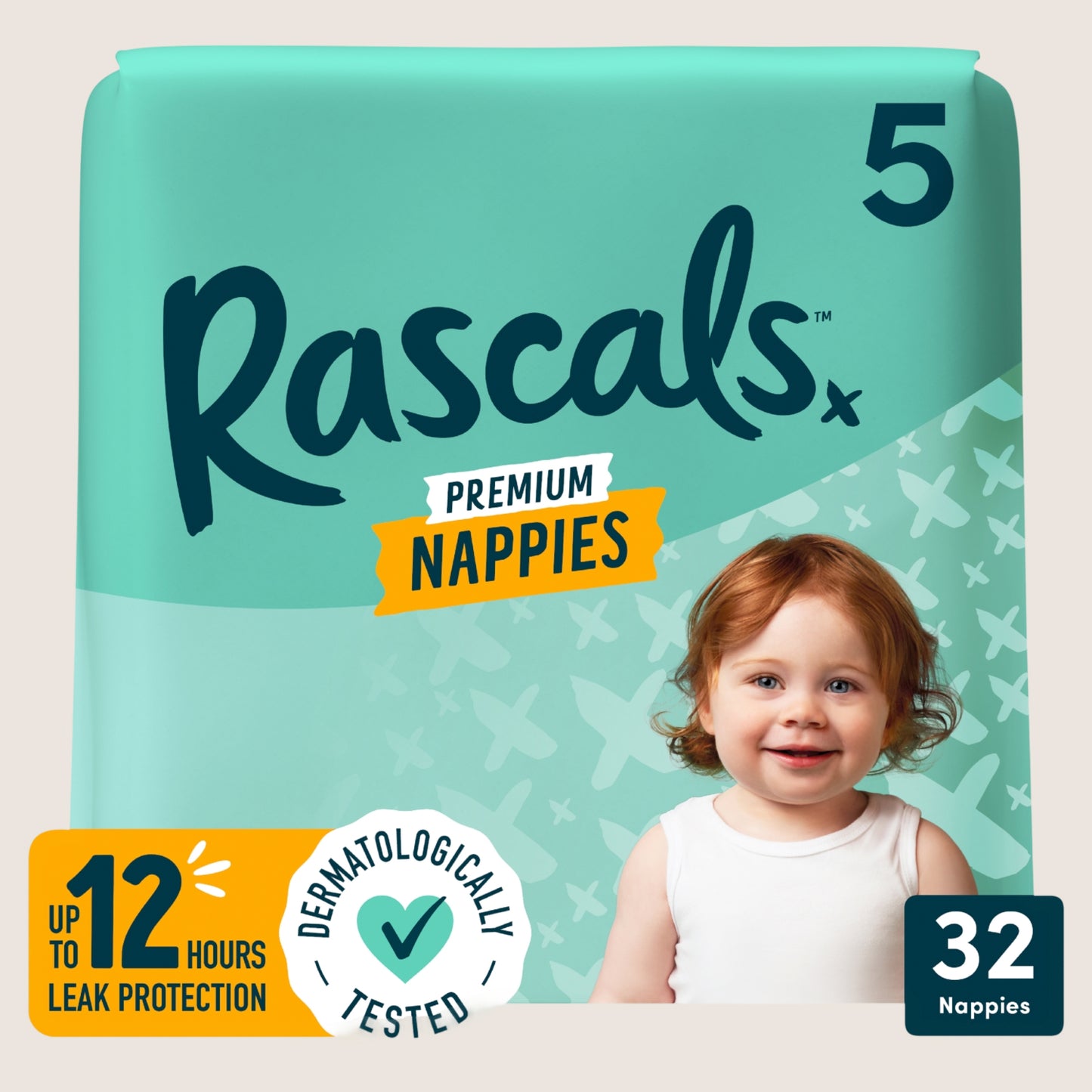 RASCALS Premium Nappies Size 5 Hypoallergenic 32 Count
