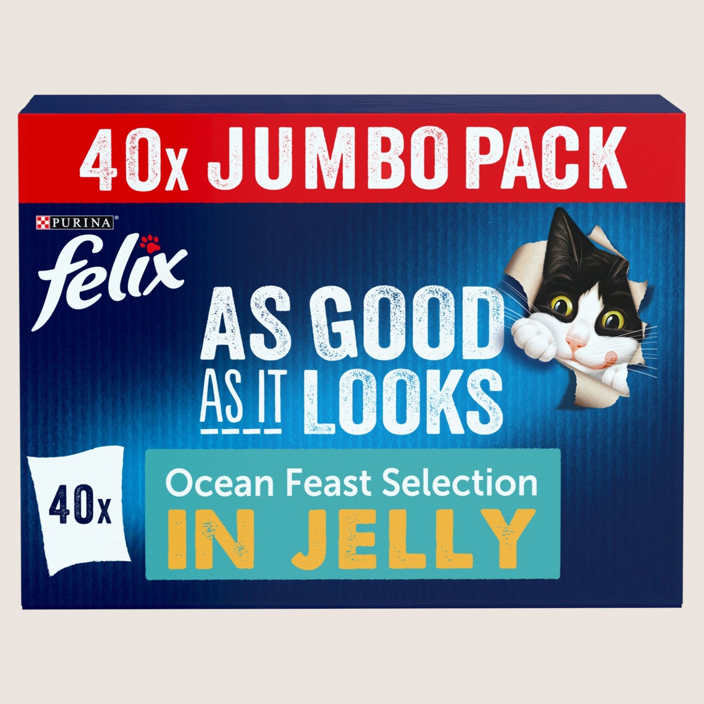 Felix As Good As it Looks Ocean Feasts Wet Cat Food With Omega Oils 40x85g