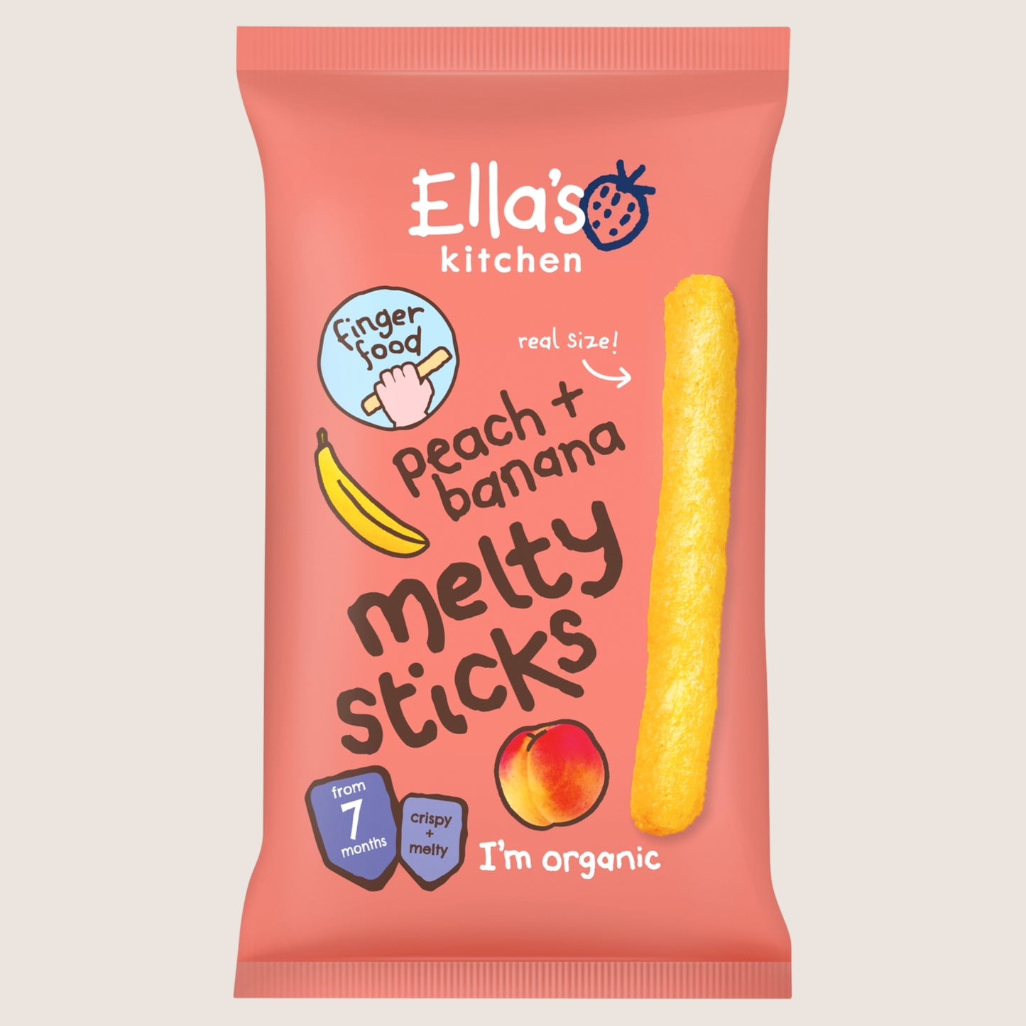 Ella's Kitchen Peach + Banana Melty Sticks from 7 Months Gentle Formula 16g