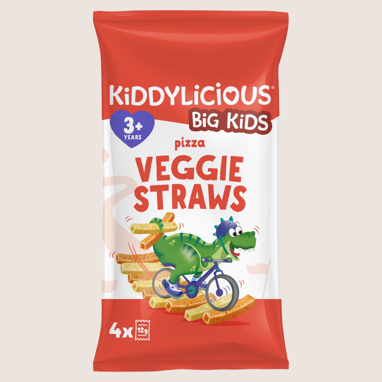 Kiddylicious Big Kids Pizza Veggie Straws No Artificial Additives 4 x 12g