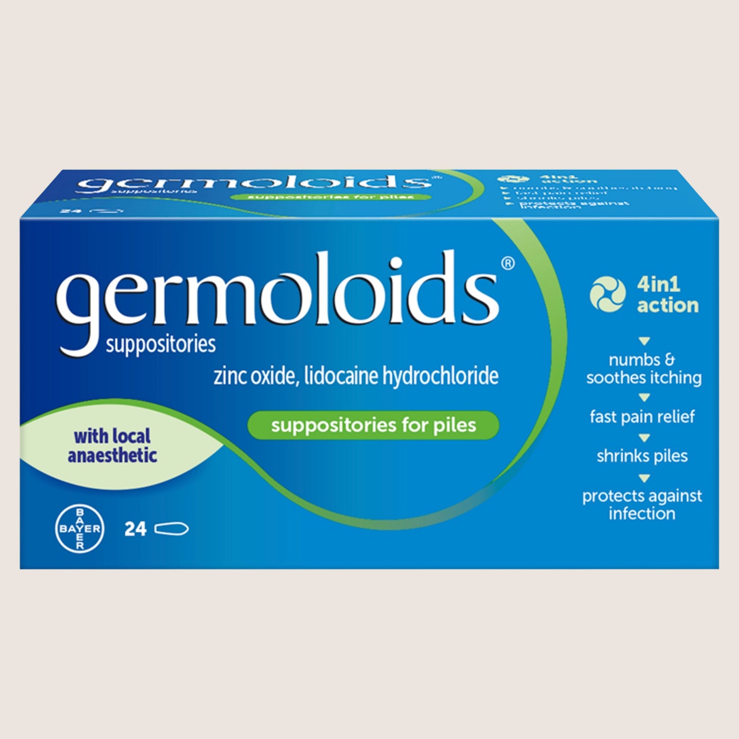 Germoloids Triple Action Haemorrhoids (Piles) Suppositories 24