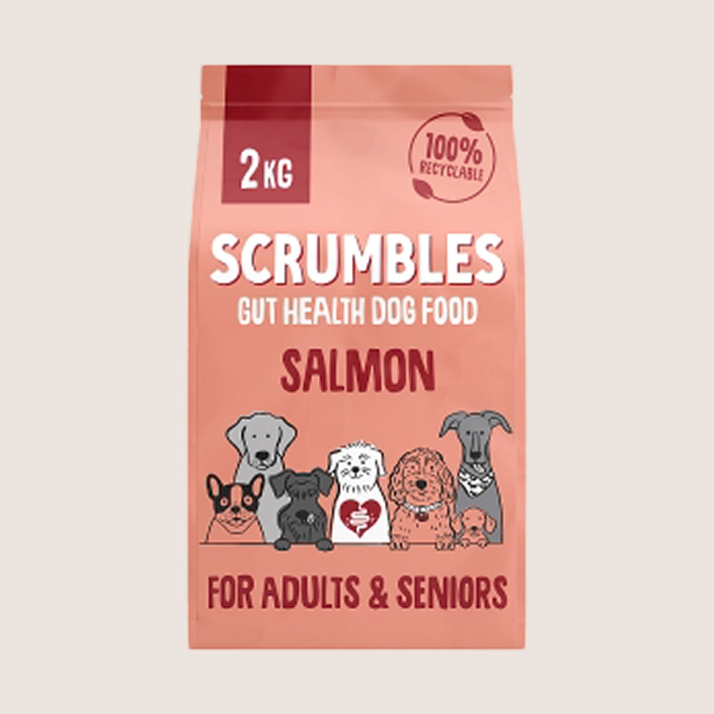 Scrumbles Adult & Seniors Salmon Dry Dog Food Grain Free 2kg