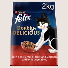 Felix Doubly Delicious Beef, Chicken & Veg Dry Cat Food With Taurine 2kg
